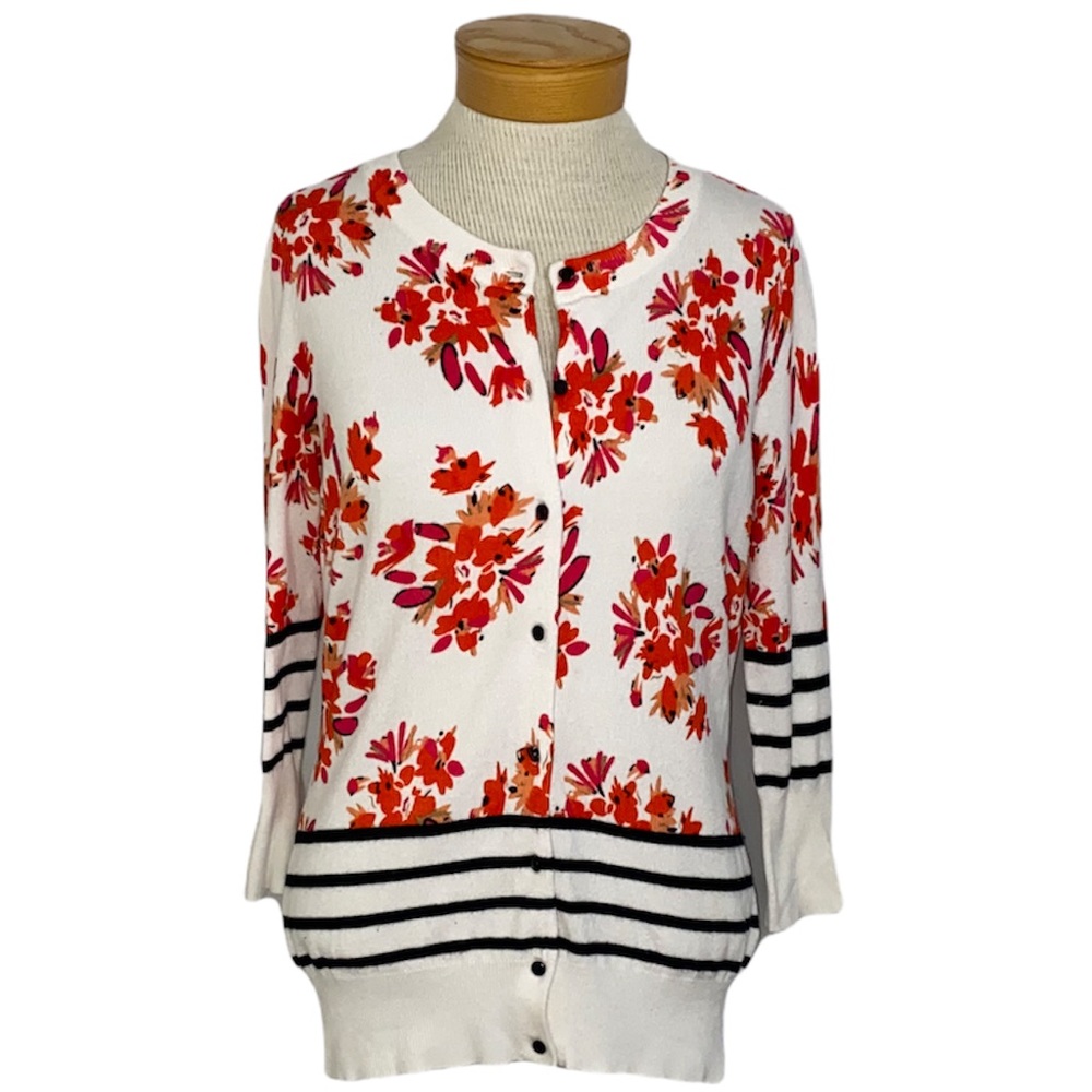 RED- Floral Cardigan Large